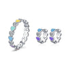 S925 Sterling Silver Heart Enamel Color Niche Design Ring With Dripping Glue Treatment For Women's Light Luxury Small Fresh Jewelry Set With Love Water Drops Bell Pattern