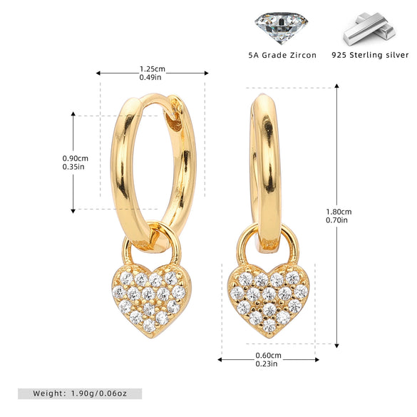 S925 Sterling Silver Heart Geometric Pattern Earrings