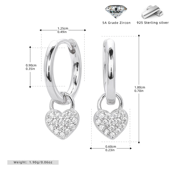S925 Sterling Silver Heart Geometric Pattern Earrings