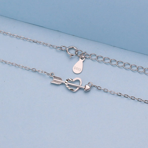 S925 Sterling Silver Heart Pendant Necklace For Women Electroplated Sweet Minimal Clavicle Chain With Cross Chain Design