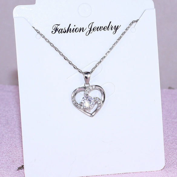 S925 Sterling Silver Heart Pendant Necklace For Women With Cross Chain Electroplated Versatile Minimalist Fine Jewelry
