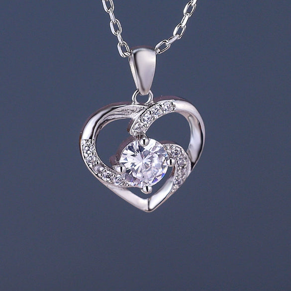 S925 Sterling Silver Heart Pendant Necklace For Women With Cross Chain Electroplated Versatile Minimalist Fine Jewelry