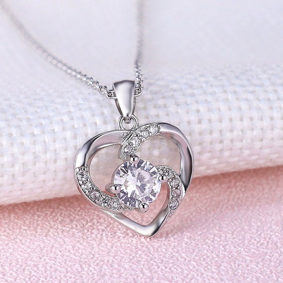 S925 Sterling Silver Heart Pendant Necklace For Women With Cross Chain Electroplated Versatile Minimalist Fine Jewelry