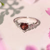 S925 Sterling Silver Heart Ring With Leaf Flower Zircon Electroplated For Women