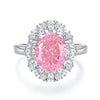 S925 Sterling Silver Heart Shape Pink Zircon Inlaid Women's Ring