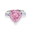 S925 Sterling Silver Heart Shape Pink Zircon Inlaid Women's Ring
