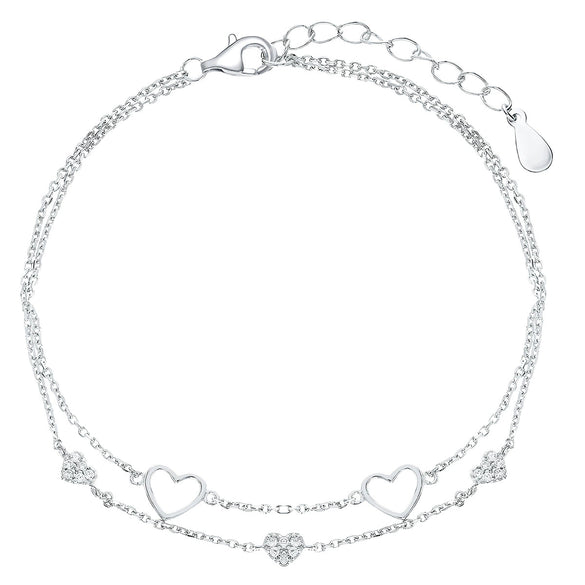 S925 Sterling Silver Heart Shape Zircon Hollow Love Bracelet Fresh And Sweet Niche Design