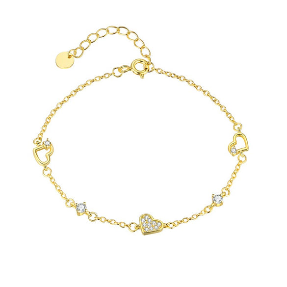S925 Sterling Silver Heart Shape Zircon Women's Bracelet