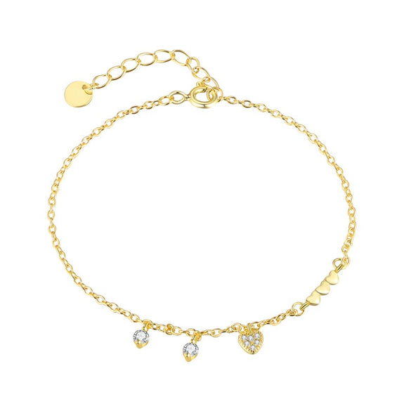 S925 Sterling Silver Heart Shape Zircon Women's Bracelet