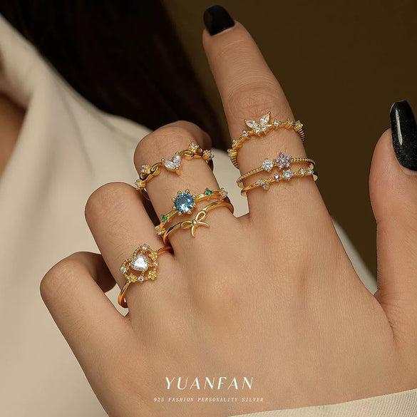S925 Sterling Silver Heart Shape Zirconia Women's Fashion Ring