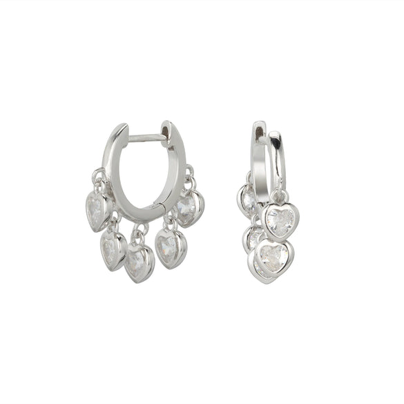 S925 Sterling Silver Heart Shaped Earrings French Retro Style