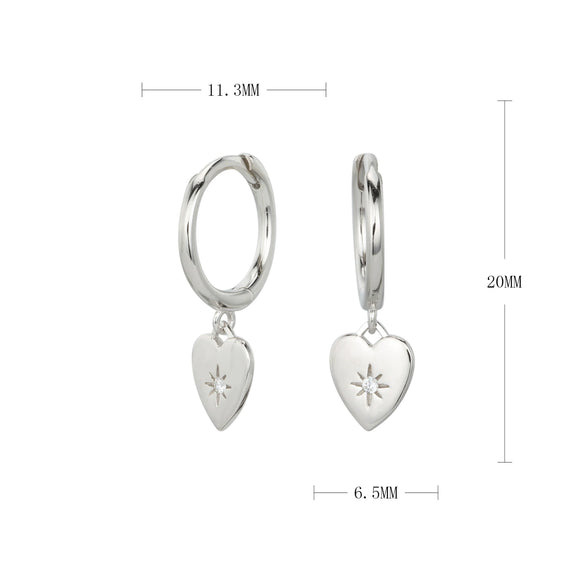 S925 Sterling Silver Heart Shaped Electroplated Trendy Women's Earrings