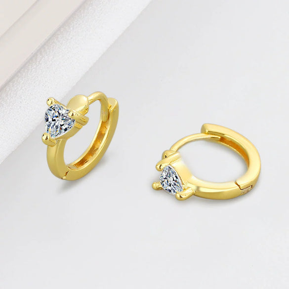 S925 Sterling Silver Heart Shaped Geometric Earrings For Women Simple Electroplated Ear Buckle Earrings