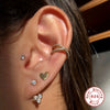 S925 Sterling Silver Heart Shaped Glossy Mini Earrings With Electroplating For Women