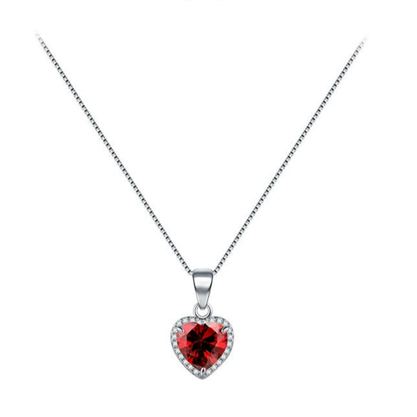 S925 Sterling Silver Heart Shaped Zircon Micro Inlay Necklace With Box Chain For Women