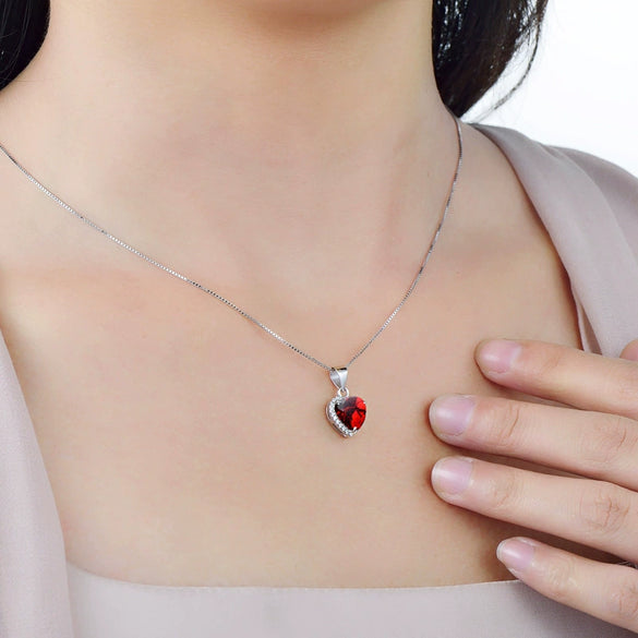 S925 Sterling Silver Heart Shaped Zircon Micro Inlay Necklace With Box Chain For Women