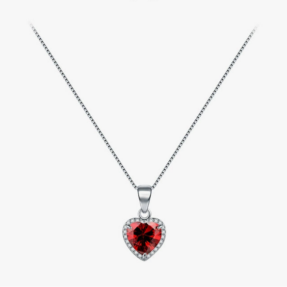 S925 Sterling Silver Heart Shaped Zircon Micro Inlay Necklace With Box Chain For Women