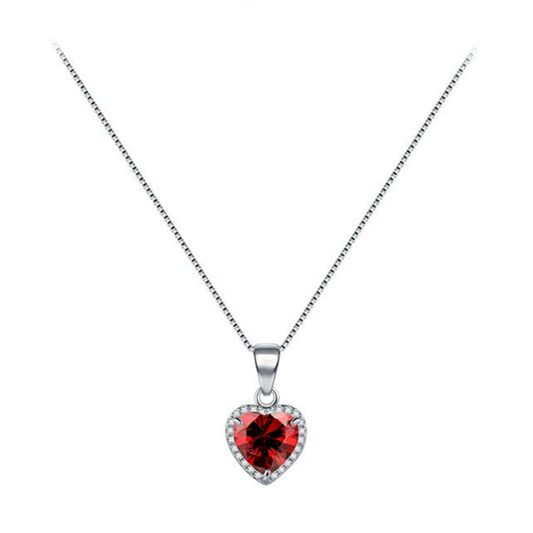 S925 Sterling Silver Heart Shaped Zircon Micro Inlay Necklace With Box Chain For Women
