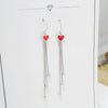 S925 Sterling Silver Heart Tassel Dangle Earrings Long Ear Thread Love Pattern Minimal Fresh Style For Women