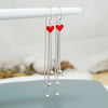 S925 Sterling Silver Heart Tassel Dangle Earrings Long Ear Thread Love Pattern Minimal Fresh Style For Women