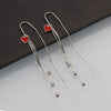 S925 Sterling Silver Heart Tassel Dangle Earrings Long Ear Thread Love Pattern Minimal Fresh Style For Women