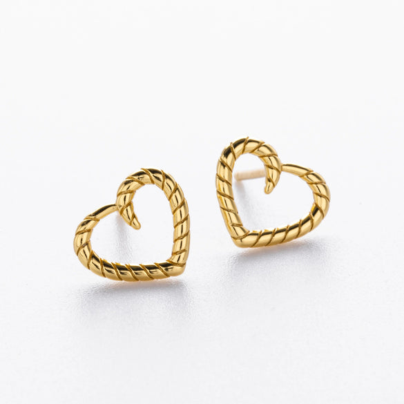 S925 Sterling Silver Heartshaped Electroplated Women's Earrings Simple Style