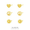 S925 Sterling Silver Heartshaped Geometric Retro Highend Flower Earrings For Women