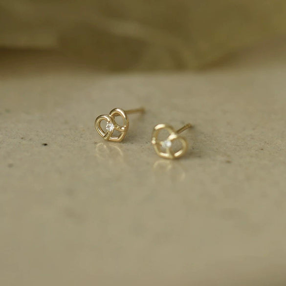 S925 Sterling Silver Heartshaped Gold Plated Diamond Earrings