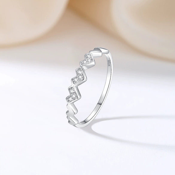 S925 Sterling Silver Heartshaped Simple Ring