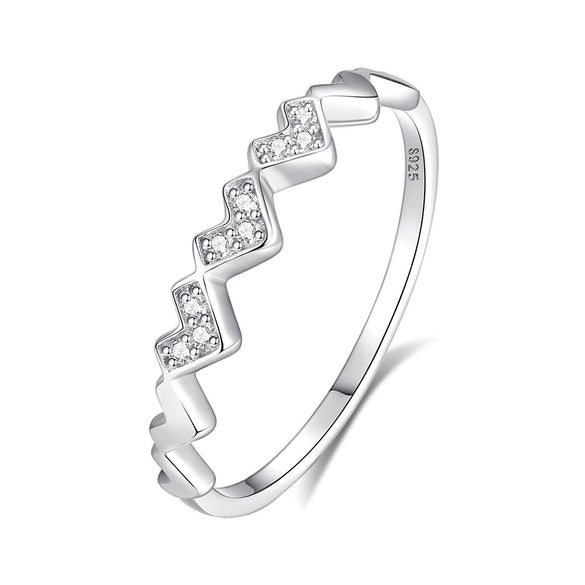 S925 Sterling Silver Heartshaped Simple Ring
