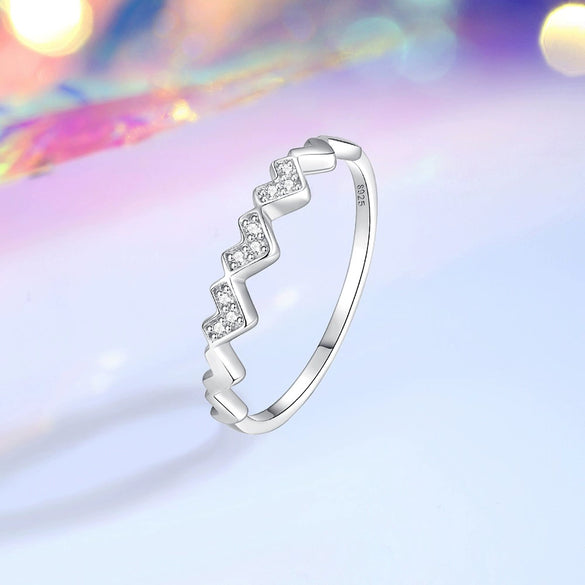 S925 Sterling Silver Heartshaped Simple Ring
