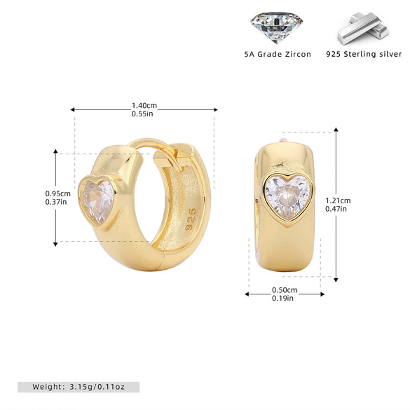 S925 Sterling Silver Heartshaped Women's Earrings Jewelry Fashion Simple Niche Elegant Electroplated