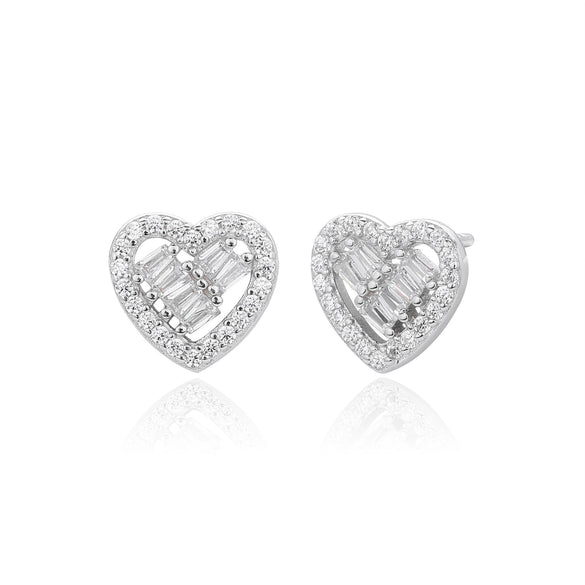 S925 Sterling Silver Heartshaped Zircon Earrings For Women Fashion Jewelry Electroplated