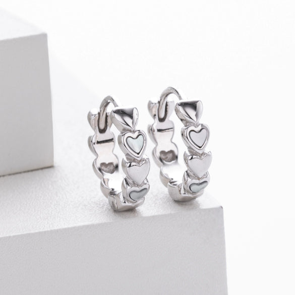 S925 Sterling Silver Heartshaped Zirconium Earrings Light Luxury Geometric Electroplated Jewelry For Women