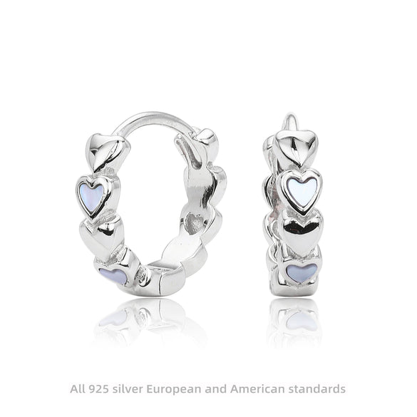 S925 Sterling Silver Heartshaped Zirconium Earrings Light Luxury Geometric Electroplated Jewelry For Women