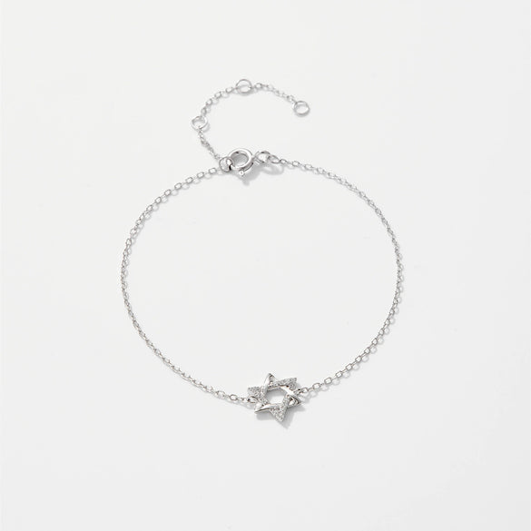 S925 Sterling Silver Hexagon Star Light Luxury Electroplated Platinum 18K Gold Women's Bracelet