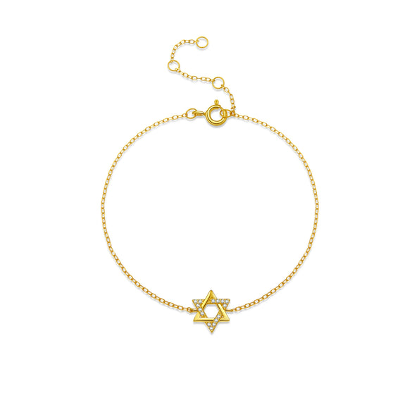 S925 Sterling Silver Hexagon Star Light Luxury Electroplated Platinum 18K Gold Women's Bracelet