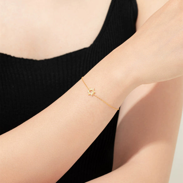 S925 Sterling Silver Hexagon Star Light Luxury Electroplated Platinum 18K Gold Women's Bracelet