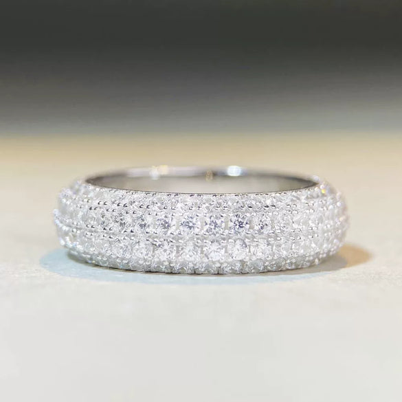 S925 Sterling Silver Hip Hop Diamond Geometric Ring Unisex