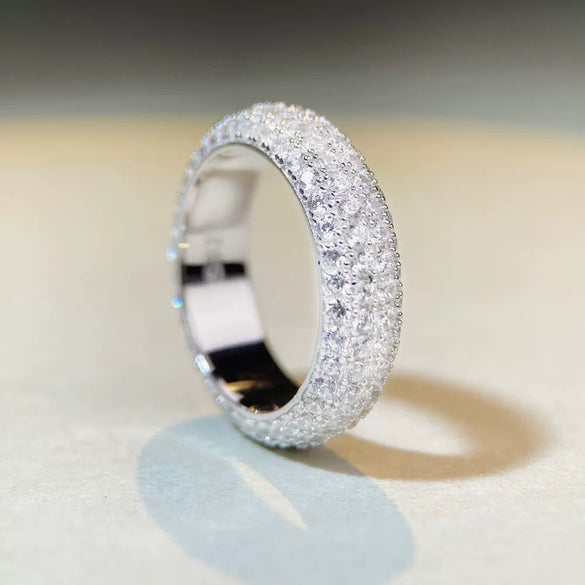 S925 Sterling Silver Hip Hop Diamond Geometric Ring Unisex