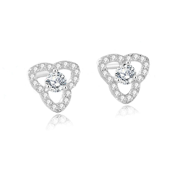 S925 Sterling Silver Hollow Clover Zircon Earrings For Women With Geometric Style And Electroplating Treatment
