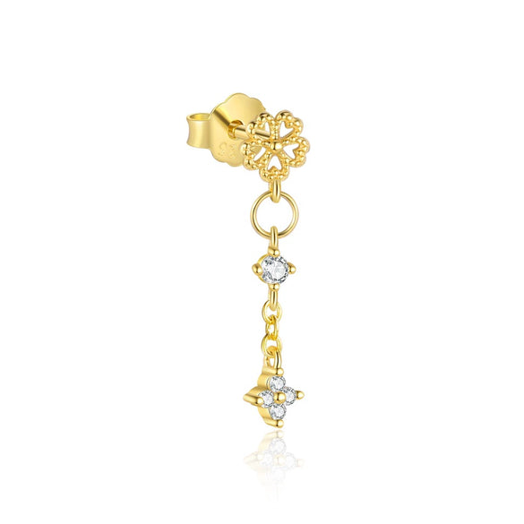 S925 Sterling Silver Hollow Petal Flower Zircon Earrings For Women