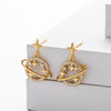 S925 Sterling Silver Hollow Planet Earrings With Inlaid Zircon And Star Design