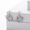 S925 Sterling Silver Hollow Planet Earrings With Inlaid Zircon And Star Design