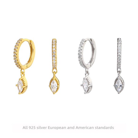 S925 Sterling Silver Horse Eye Diamond Electroplated Star Style Earrings