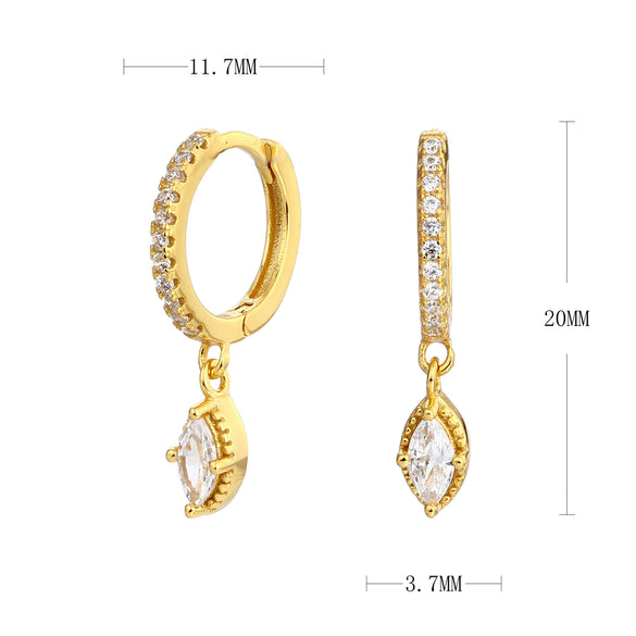 S925 Sterling Silver Horse Eye Diamond Electroplated Star Style Earrings