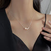 S925 Sterling Silver Imitation Pearl Box Chain Necklace With Geometric Design And Electroplating For Women