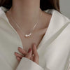 S925 Sterling Silver Imitation Pearl Box Chain Necklace With Geometric Design And Electroplating For Women
