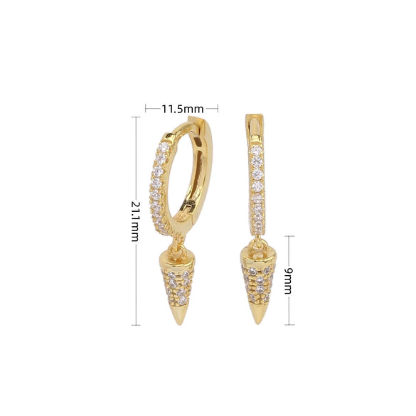 S925 Sterling Silver Inlaid Zircon Eardrop Earring Hip Hop Style