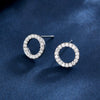 S925 Sterling Silver Inlaid Zircon Geometric Circle Earrings For Women